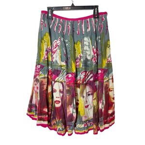 Didi Pretty Different Printed A-line Flowy Skirt Womens L Multicolor Lined